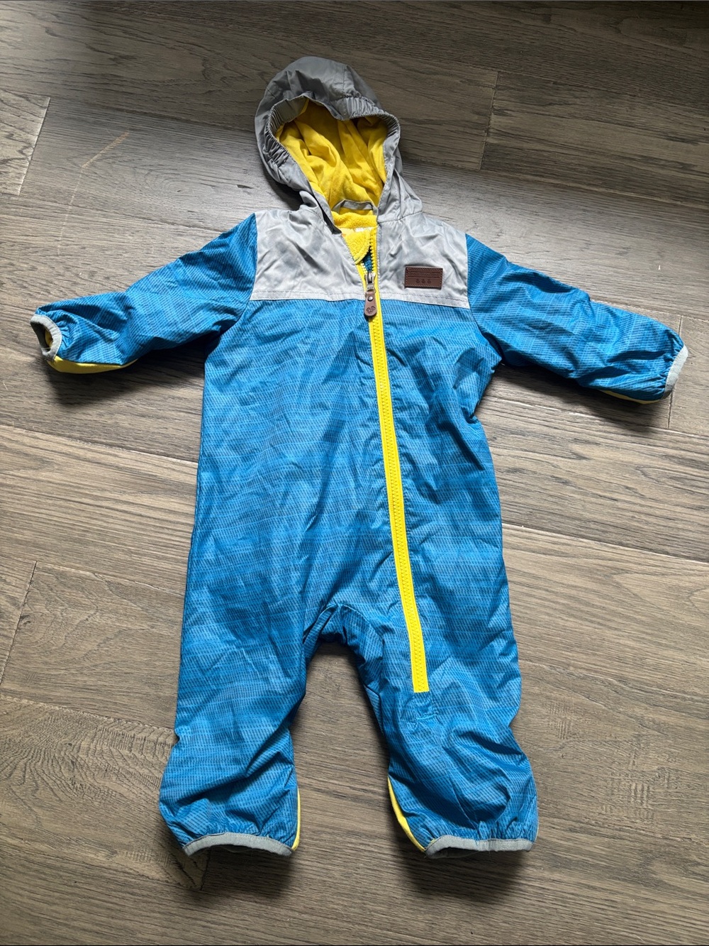 Trois Moutons | Blue & Yellow Baby One-Piece Cold Weather Suit Fleece Size 9M